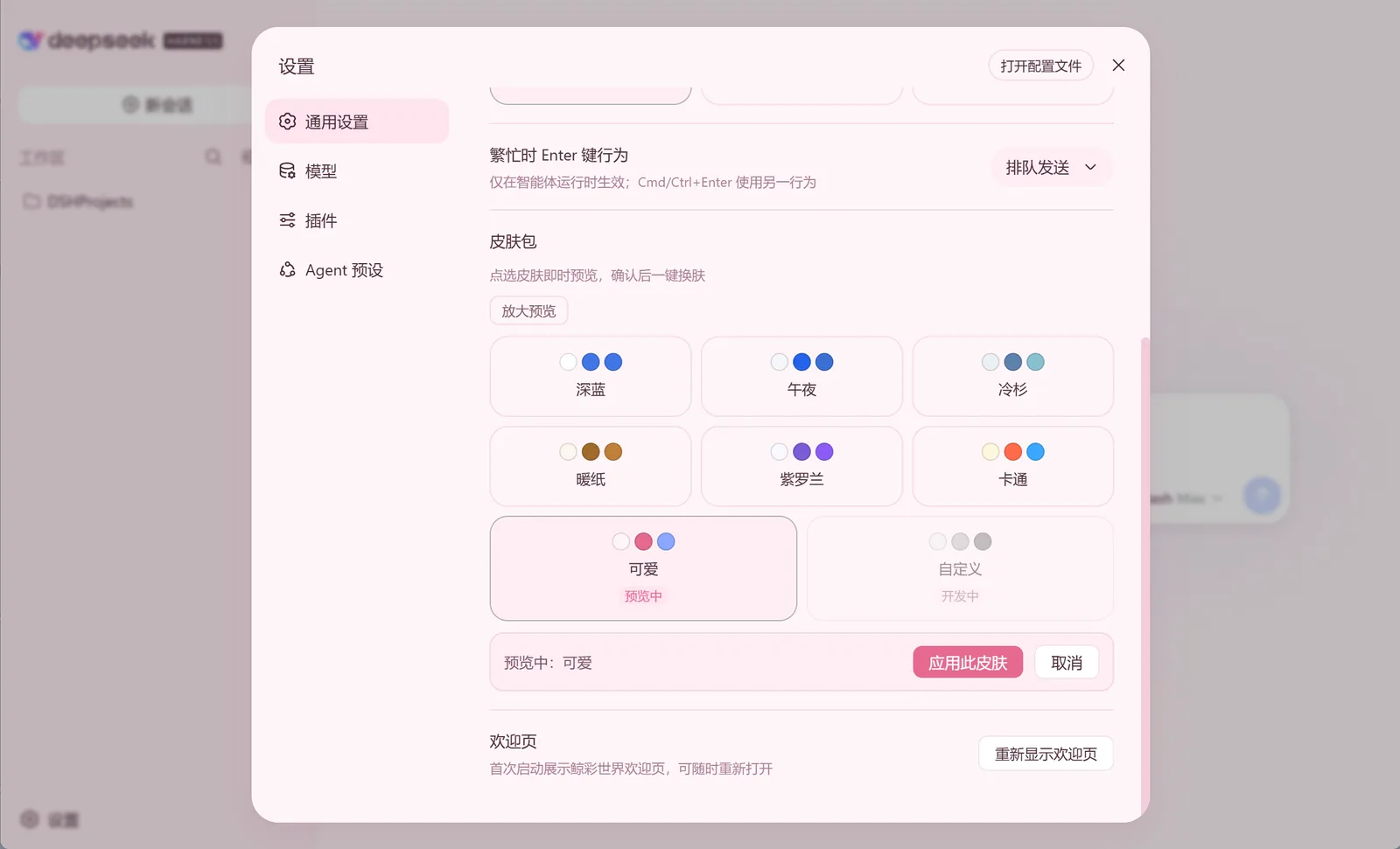 DSHD 皮肤设置页